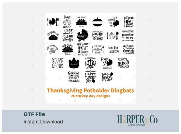 Thanksgiving Potholder Font for Digital Design